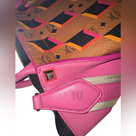 MCM Visetos Diamond Printed Small Tote Cognac EUC - Picture 8 of 11